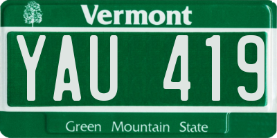 VT license plate YAU419