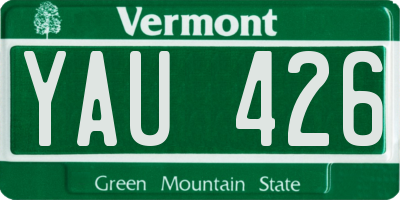 VT license plate YAU426