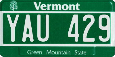 VT license plate YAU429