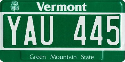 VT license plate YAU445