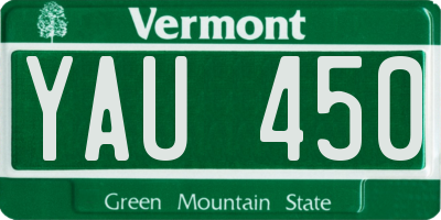 VT license plate YAU450