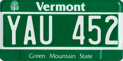 VT license plate YAU452