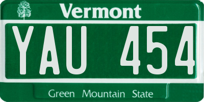 VT license plate YAU454
