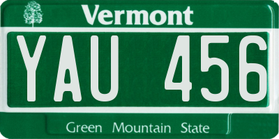 VT license plate YAU456