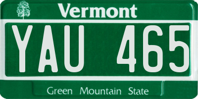 VT license plate YAU465