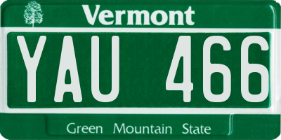 VT license plate YAU466