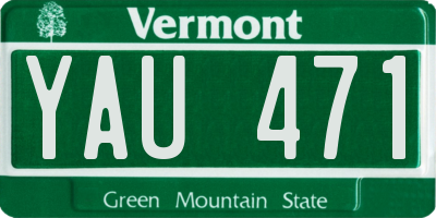 VT license plate YAU471