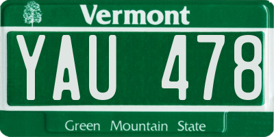 VT license plate YAU478