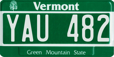 VT license plate YAU482