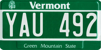 VT license plate YAU492