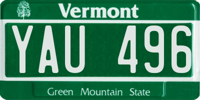 VT license plate YAU496