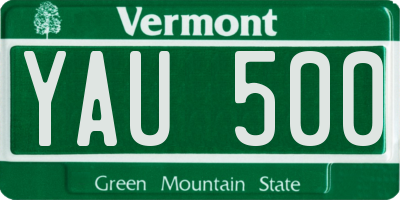 VT license plate YAU500