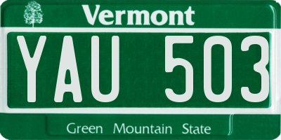 VT license plate YAU503