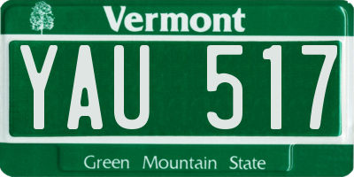 VT license plate YAU517