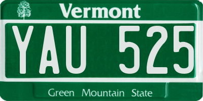 VT license plate YAU525