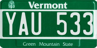 VT license plate YAU533