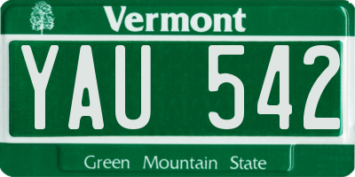 VT license plate YAU542