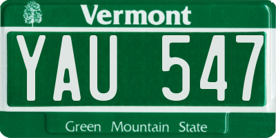 VT license plate YAU547