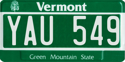 VT license plate YAU549