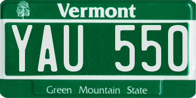 VT license plate YAU550