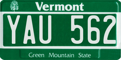 VT license plate YAU562