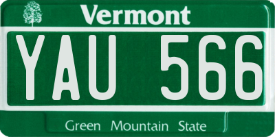 VT license plate YAU566