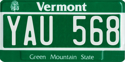VT license plate YAU568