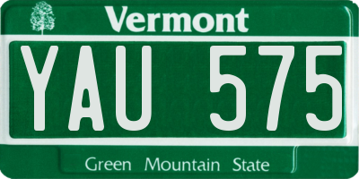 VT license plate YAU575