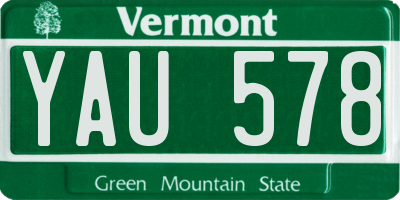 VT license plate YAU578