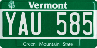 VT license plate YAU585