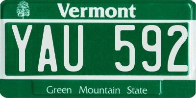 VT license plate YAU592