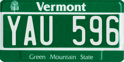 VT license plate YAU596