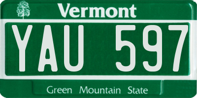 VT license plate YAU597