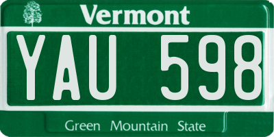 VT license plate YAU598