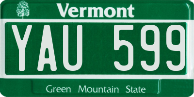 VT license plate YAU599