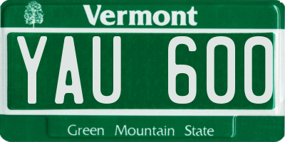 VT license plate YAU600