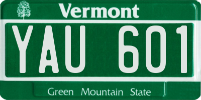 VT license plate YAU601