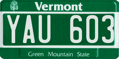 VT license plate YAU603
