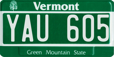 VT license plate YAU605