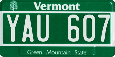 VT license plate YAU607