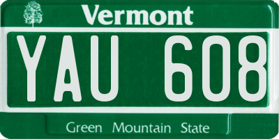 VT license plate YAU608