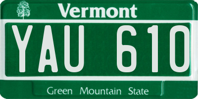 VT license plate YAU610