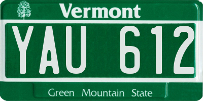 VT license plate YAU612