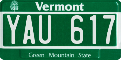 VT license plate YAU617