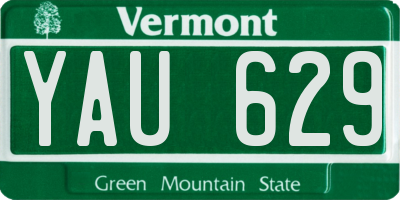 VT license plate YAU629
