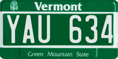 VT license plate YAU634