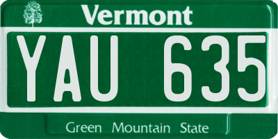VT license plate YAU635