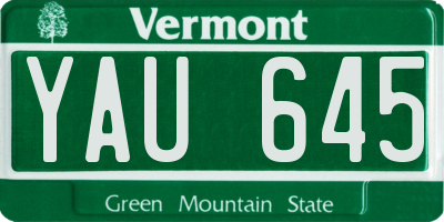 VT license plate YAU645