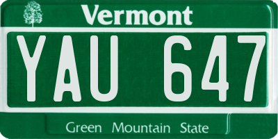 VT license plate YAU647