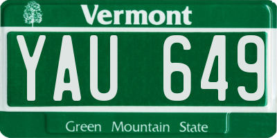 VT license plate YAU649